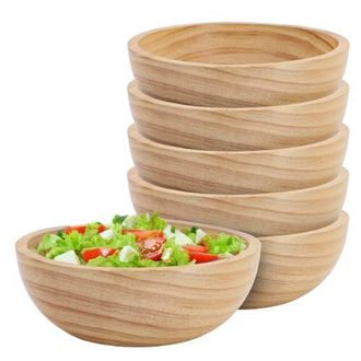 MegaChef 6 Piece 7 Inch Pine Wood Bowl Set in Tan at Nordstrom