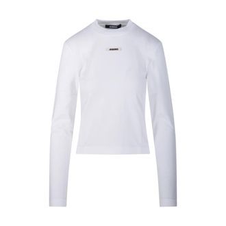 Jacquemus Le T-shirt Gros Grain ML - female - Jacquemus - Long Sleeve T-Shirts - White - L - Tops