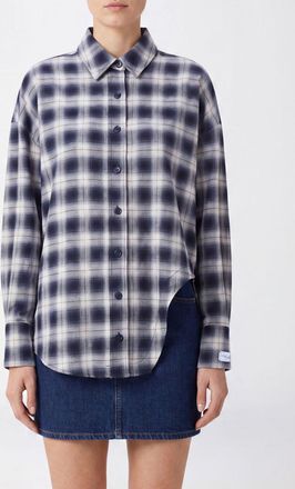 The Attico Camicia check in cotone relaxed fit con spalle cadute e orlo asimmetrico