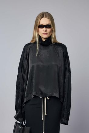 Rick Owens Woven T-shirt - Jumbo Tabard Cropped Top Black