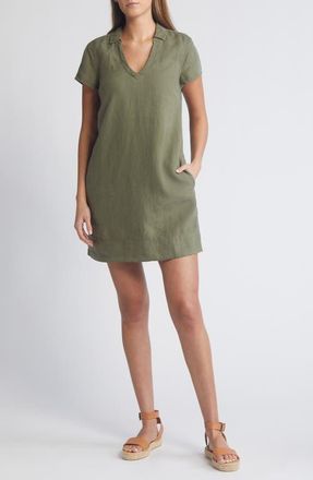 Tommy Bahama Two Palms Short Sleeve Linen Dress in Tea Leaf at Nordstrom, Size X-Large