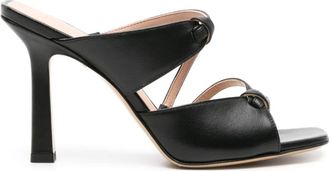 Scarosso Zoe strappy leather mules - women - Calf Leather/Calf Leather/Calf Leather - 38.5 - Black