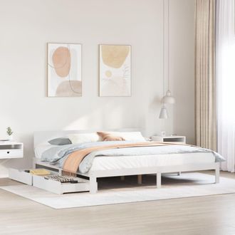 Berkfield Home Bed Frame with Drawers without Mattress White 200x200 cm
