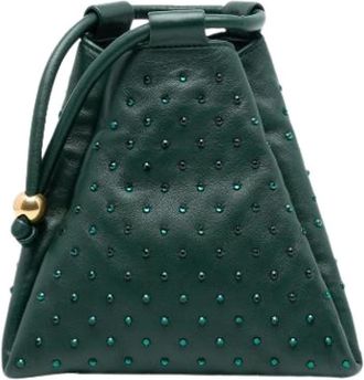Bottega Veneta Pre-owned Mini Bags, female, Green, Size: ONE SIZE Pre-owned Crystal-Embellished Lambskin Mini Bag