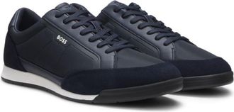 BOSS Suede-trim sneakers with ribbed sole