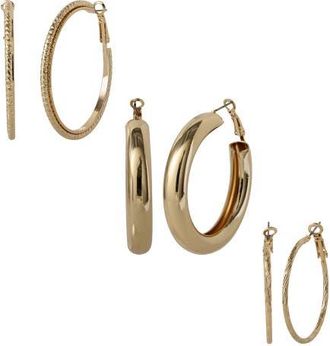 Jessica Simpson 3-Piece Textured Gold-Tone Hoop Earring Set at Nordstrom