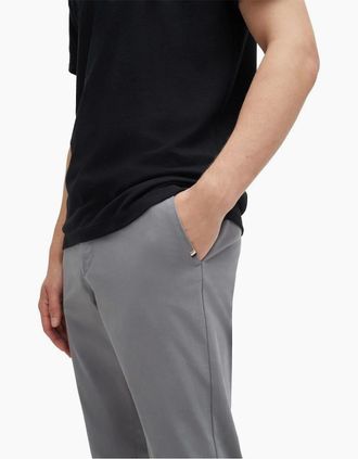 HUGO BOSS Mens Kaito3 Solid Patterned Straight Chinos - Grey - Size: 28W r