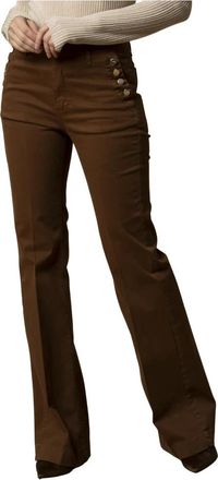 Kocca Jeans, Dames, Bruin, L, Sierlijke knoopdetail slim fit broek