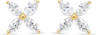House of Brilliance 14K Yellow Gold 3/4 Ct Marquise Diamond 8 Stone Floral Leaf Stud Earrings at Nordstrom