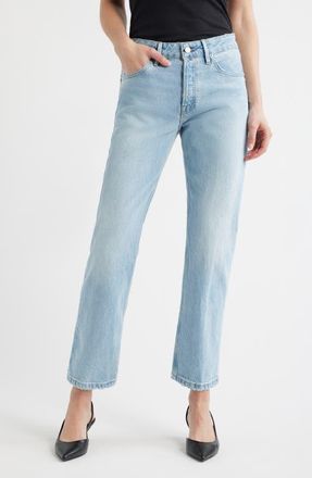 Good American Ripped Ankle Straight Leg Jeans in Indigo1220 at Nordstrom, Size 15