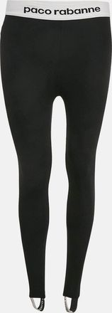 Paco Rabanne Black Logo Print Band Stir-Up Leggings