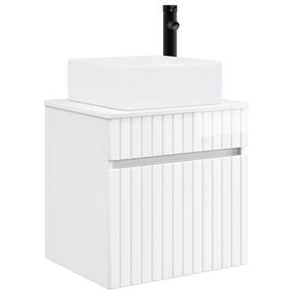 vidaXL Vanidad De Lavabo Montada En La Pared Blanco Brillante Vidaxl