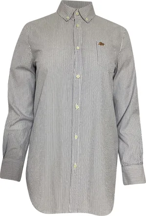 Dsquared2 Logo Patch Striped Long Sleeve Shirt in Blue and White Cotton