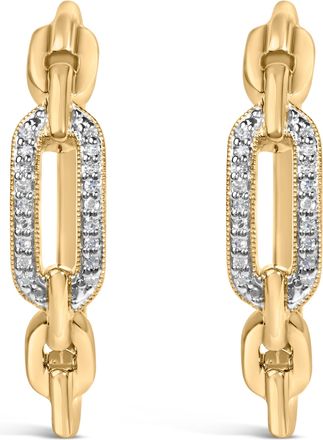 House of Brilliance Gold Vermeil 1/10 Cttw Diamond Paperclip Hoop Earring
