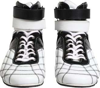 Dolce & Gabbana Black White Leather High Top Sneakers Mens Shoes
