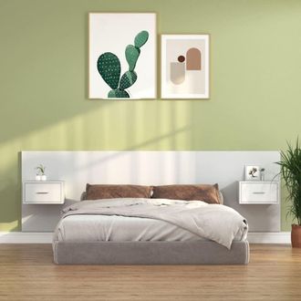 Berkfield Home Bed Headboard with Cabinets White Engineered Wood