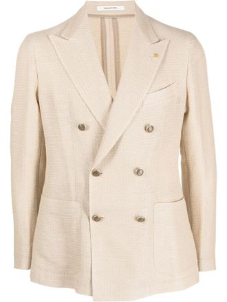Tagliatore double-breasted peak-lapels blazer - men - Linen/Flax/Cotton/Viscose/Cupro - 52 - Neutrals
