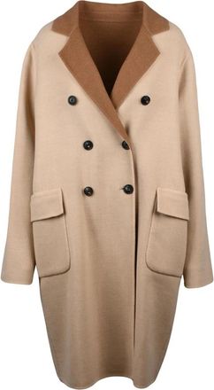 Eleventy Dubbele-knoopjas - Dames - Mantel - Beige - L - Wol - Jassen
