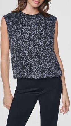DKNY Printed Crinkle Chiffon Top in Moonlit Leopard at Nordstrom, Size X-Large