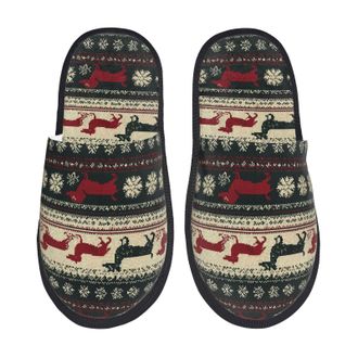 Generic Christmas Dachshund Dog (2) Unisex Slippers Fluffy Shoes Slip On House Shoes For Indoor Winter Bedroom M