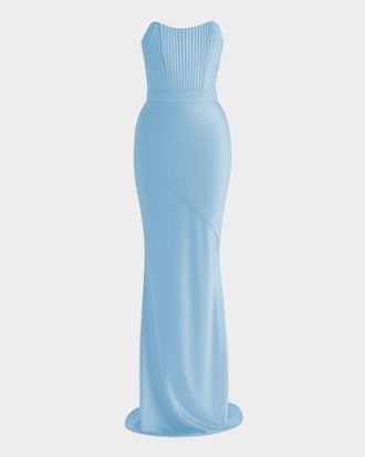 Zhivago Germaine Strapless Stretch Satin Column Gown