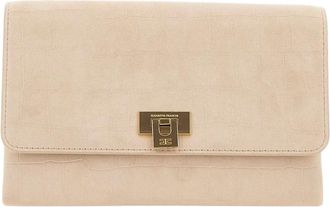 Elisabetta Franchi Tassen, Dames, Beige, ONE Size, Su&egrave;de, Su&egrave;de Schoudertas