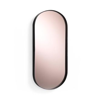 tomasucci Afterlight Oval Wall Mirror, Matt Black/Pink