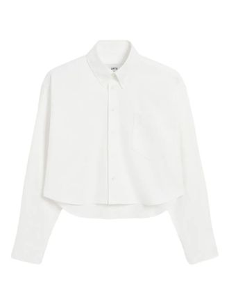 Ami Embossed Ami De Coeur Button Down Cropped Ov