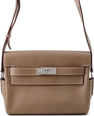 Herm&egrave;s Etoupe Gray Leather Shoulder Bag (Pre-Owned)