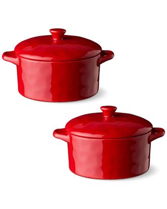 Certified International Berry Red Set Of 2 Round Mini Bakers