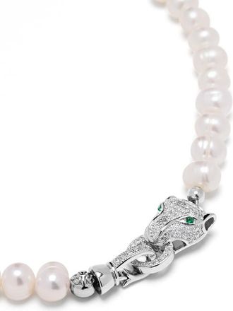 Nialaya Panther Head Pearl Choker in White Pearls /Silver Panther at Nordstrom