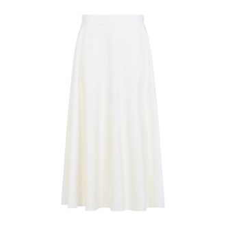 Ralph Lauren Cream Solid Midi Skirt