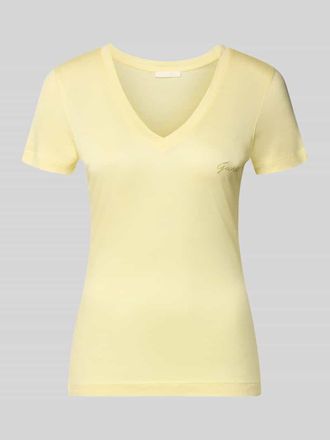 Guess Slim Fit T-Shirt aus reinem Lyocell in GELB, Gr&ouml;&szlig;e XL
