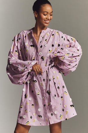 Essentiel Jalen Cotton Puff-Sleeve Shirt Dress