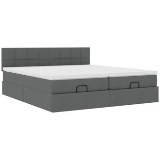 vidaXL Estructura Cama Otomana Colchones Tela Gris Oscuro 160x200 Cm Vidaxl