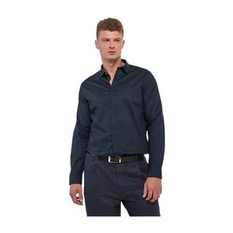A|X Armani Exchange Slim Fit Shirt - Heren - Casual Overhemden - Blauw - XS - Katoen - Overhemden