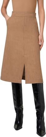 Akris Washed Denim A-Line Skirt in Caramel at Nordstrom, Size 6