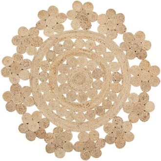Beliani Beliani - Alfombra De Yute Beige Redonda Para Sal&oacute;n Boho &Oslash; 120 Cm Birecik