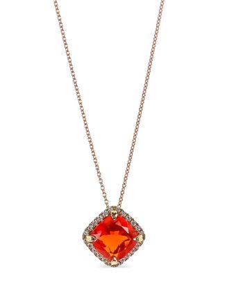 Lisa Nik 18kt rose gold Fire Opal necklace - women - 18kt Rose Gold/Diamond/Opal - One Size - Pink