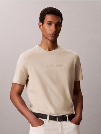 Calvin Klein Mens Shiny HD Logo Tee - Light/Pastel Brown - 2XL