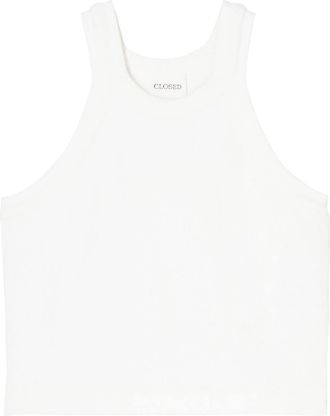 Closed ribbed organic-cotton tank top - women - Elastane/Organic Cotton - M - White