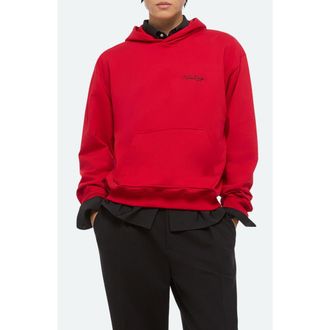 Helmut Lang Sketch Compact Cotton Graphic Hoodie in Deep Red - N51 at Nordstrom Rack, Size X-Large