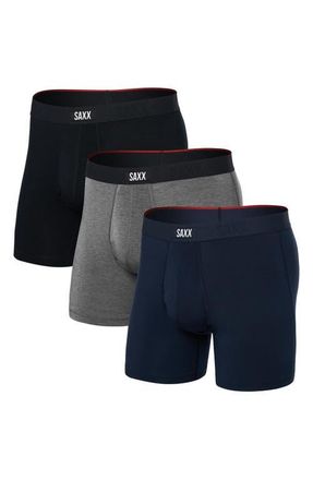 Saxx Assorted 3-Pack Vibe Xtra Super Soft Boxer Briefs in Black/Dark Grey Heather/Navy at Nordstrom, Size X-Large