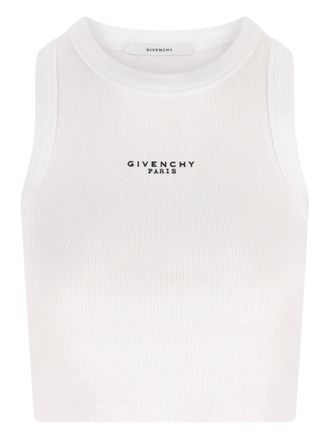 Givenchy logo tank top - women - Cotton/Spandex/Elastane - S - White