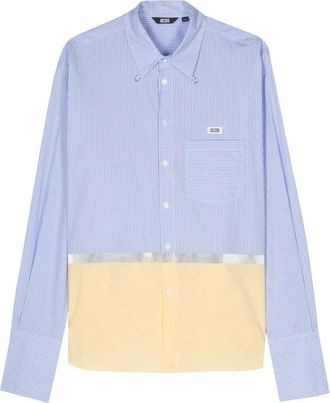 GCDS Blauw Gestreept Tape Shirt - Heren - Casual Overhemden - Blauw - S - Overhemden