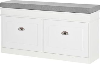 HOMCOM Homcom - Panca Scarpiera e Cuscino 2 Cassetti Regolabili per 8 Scarpe 104x24x55cm