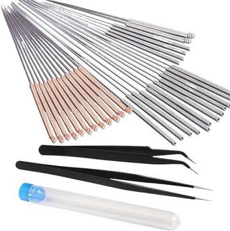 OEM Juego De Boquillas Para Impresora - Herramientas De Limpieza - Mantenimiento De Impresi&oacute;n 3d - 32 Piezas De Metal - Agujas De 7 Cm - Plateado