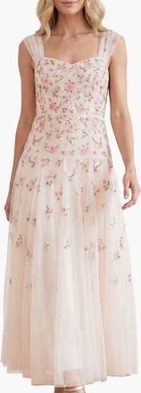 Needle & Thread Mayflower Ditsy Ankle Gown in Cream at Nordstrom, Size 14