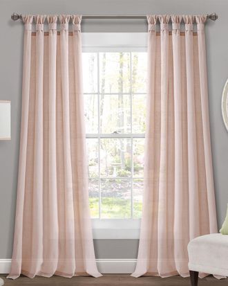 Triangle Home Fashions Burlap Knotted Tab Top Window Curtain Panels