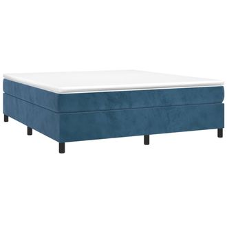 vidaXL Cama Box Spring Con Colch&oacute;n Terciopelo Azul Oscuro 160x200 Cm Vidaxl